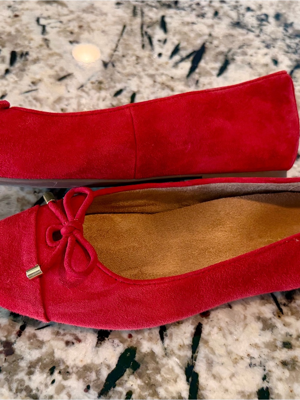 Vionic Klara Red Suede Ballet Flats Square Toe 8 - Picture 5 of 11